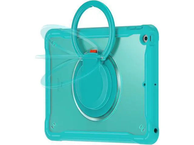 Alt view image 2 of 7 - Ultimate Protection Case for iPad 10.2 Inch 9th / 8th / 7th Generation (2021/2020 / 2019) Sturdy Shockproof Tablet Cover with 360° Rotatable Kickstand & Shoulder Strap/Pencil Holder, Blue
