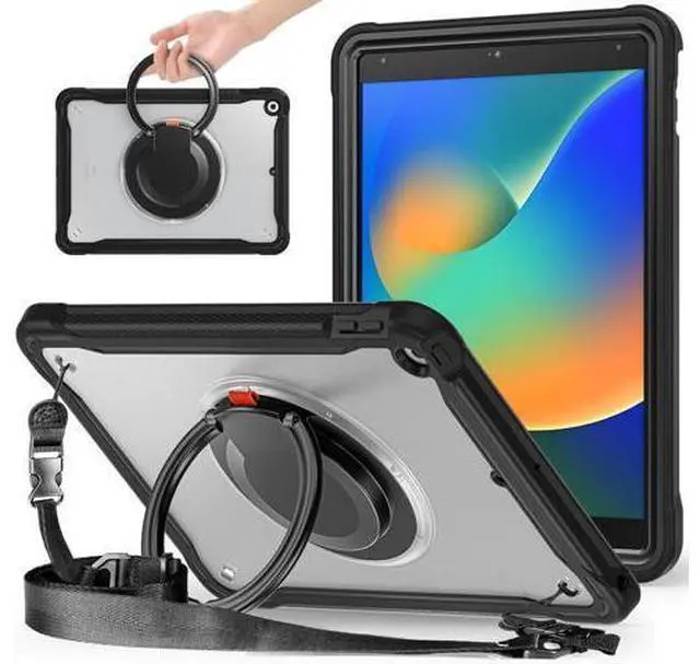 Main image of Ultimate Protection Case for iPad 10.2 Inch 9th / 8th / 7th Generation (2021/2020 / 2019) Sturdy Shockproof Tablet Cover with 360° Rotatable Kickstand & Shoulder Strap/Pencil Holder, Black