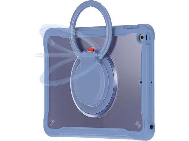 Alt view image 2 of 7 - Ultimate Protection Case for iPad 10.2 Inch 9th / 8th / 7th Generation (2021/2020 / 2019) Sturdy Shockproof Tablet Cover with 360° Rotatable Kickstand & Shoulder Strap/Pencil Holder, Lavender