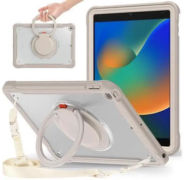 Main image of Ultimate Protection Case for iPad 10.2 Inch 9th / 8th / 7th Generation (2021/2020 / 2019) Sturdy Shockproof Tablet Cover with 360° Rotatable Kickstand & Shoulder Strap/Pencil Holder, Khaki