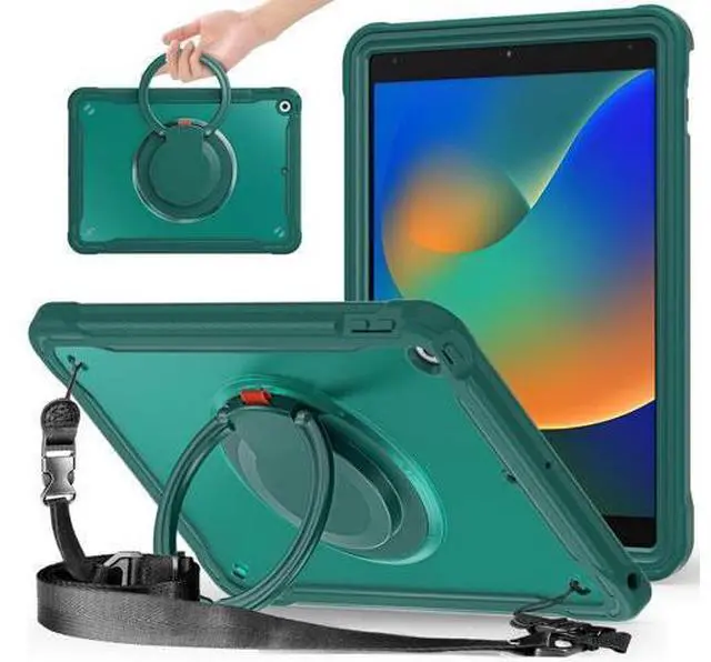 Main image of Ultimate Protection Case for iPad 10.2 Inch 9th / 8th / 7th Generation (2021/2020 / 2019) Sturdy Shockproof Tablet Cover with 360° Rotatable Kickstand & Shoulder Strap/Pencil Holder, Teal