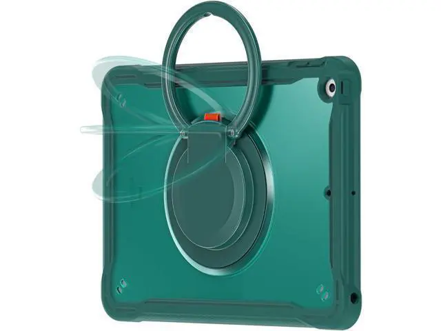 Alt view image 2 of 7 - Ultimate Protection Case for iPad 10.2 Inch 9th / 8th / 7th Generation (2021/2020 / 2019) Sturdy Shockproof Tablet Cover with 360° Rotatable Kickstand & Shoulder Strap/Pencil Holder, Teal