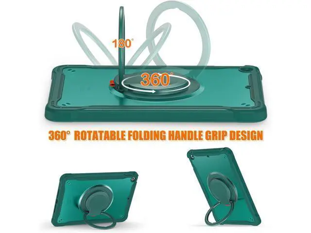 Alt view image 3 of 7 - Ultimate Protection Case for iPad 10.2 Inch 9th / 8th / 7th Generation (2021/2020 / 2019) Sturdy Shockproof Tablet Cover with 360° Rotatable Kickstand & Shoulder Strap/Pencil Holder, Teal