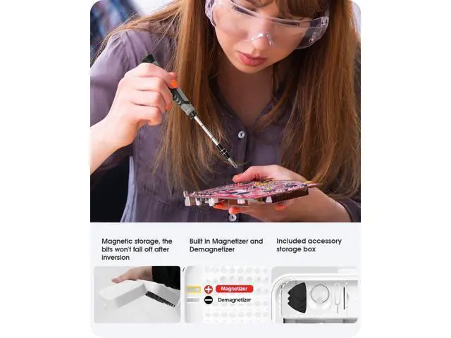 Alt view image 5 of 7 - Precision Screwdriver Set, 130 in 1 Electronics Magnetic Repair Tool Kit with Pry Tool Tweezer, Flat, Phillips, Pentalobe, Torx Star Screwdriver for Computer, Laptop, Cellphone
