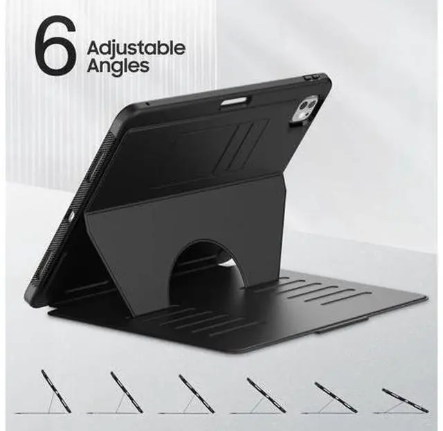 Alt view image 7 of 7 - Case for iPad Pro 13 inch 2024 (M4), Multi-Angle Magnetic Stand & Pencil Holder & Card Slots & Strong Magnets Support Stick to Fridge (A2925 / A2926 / A3007) Cover - Black