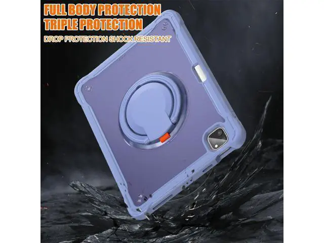 Alt view image 5 of 7 - iPad Pro 11 inch Case 2024 M4 Chip Lightweight Dual-Layer Protective Tablet Cover, Durable Shock-Absorbing Corners with 360° Rotating Kickstand Ring Built-in Pen Slot,Lavender Grey