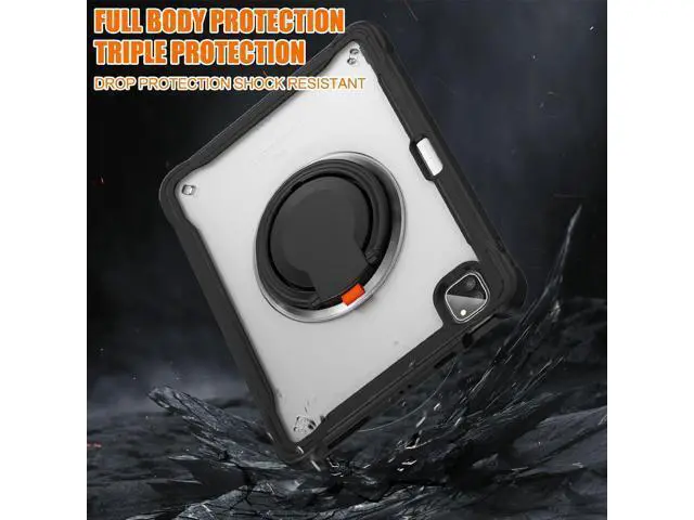 Alt view image 5 of 7 - iPad Pro 11 inch Case 2024 M4 Chip Lightweight Dual-Layer Protective Tablet Cover, Durable Shock-Absorbing Corners with 360° Rotating Retractable Kickstand Ring Built-in Pen Slot, Black
