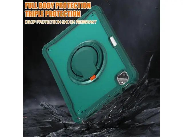 Alt view image 5 of 7 - iPad Pro 11 inch Case 2024 M4 Chip Lightweight Dual-Layer Protective Tablet Cover, Durable Shock-Absorbing Corners with 360° Rotating Retractable Kickstand Ring Built-in Pen Slot, Teal