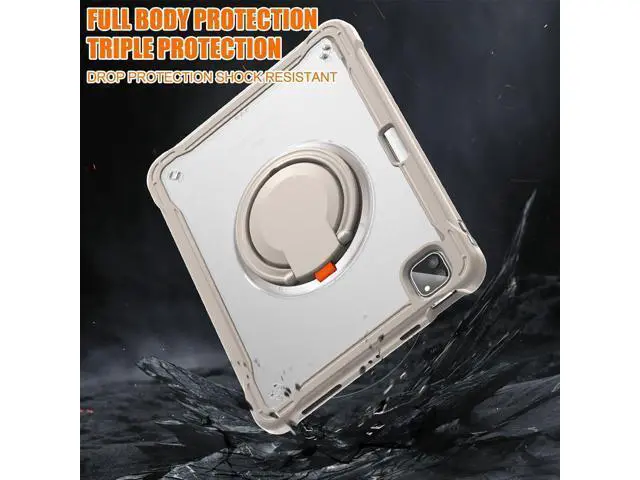 Alt view image 5 of 7 - iPad Pro 11 inch Case 2024 M4 Chip Lightweight Dual-Layer Protective Tablet Cover, Durable Shock-Absorbing Corners with 360° Rotating Retractable Kickstand Ring Built-in Pen Slot, Khaki
