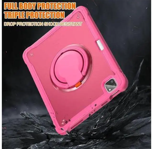 Alt view image 5 of 7 - iPad Pro 11 inch Case 2024 M4 Chip Lightweight Dual-Layer Protective Tablet Cover, Durable Shock-Absorbing Corners with 360° Rotating Retractable Kickstand Ring Built-in Pen Slot, Pink