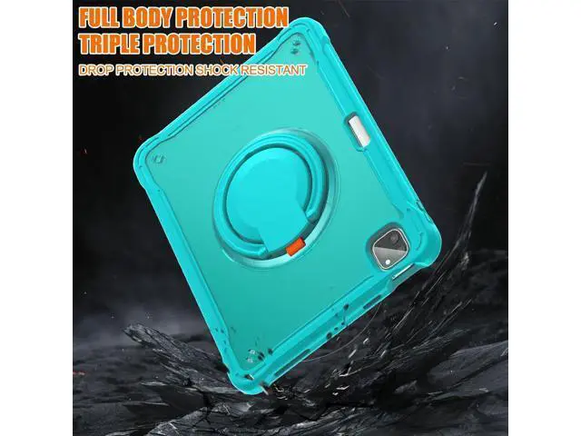 Alt view image 5 of 7 - iPad Pro 11 inch Case 2024 M4 Chip Lightweight Dual-Layer Protective Tablet Cover, Durable Shock-Absorbing Corners with 360° Rotating Retractable Kickstand Ring Built-in Pen Slot, Blue