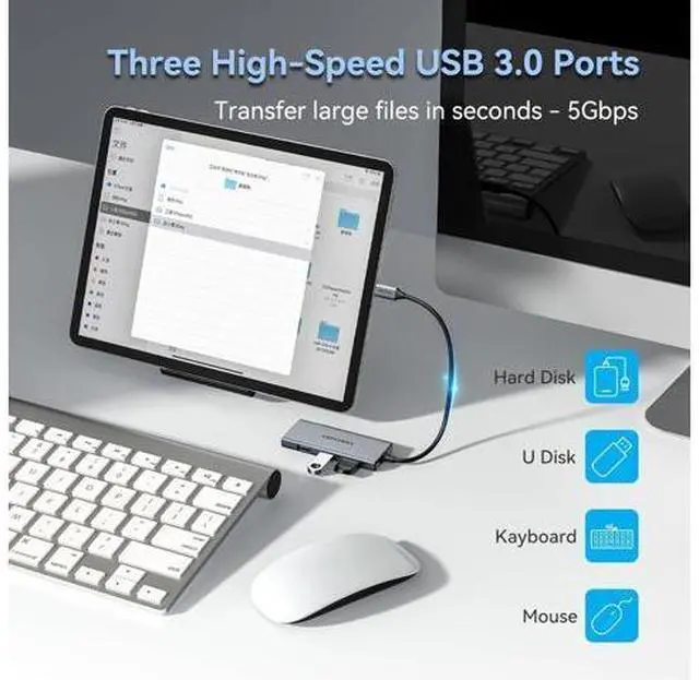 Alt view image 4 of 7 - USB C Hub for MacBook, VENTION USB Type C Hub Multiport Adapter 6 in 1 with 4K HDMI USB 3.0 Data Transfer SD/TF Card Reader, USB C Dongle Compatible with MacBook Pro/Air, iPad Pro/Air