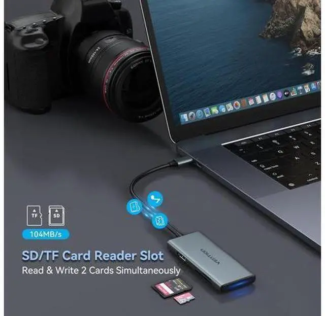Alt view image 5 of 7 - USB C Hub for MacBook, VENTION USB Type C Hub Multiport Adapter 6 in 1 with 4K HDMI USB 3.0 Data Transfer SD/TF Card Reader, USB C Dongle Compatible with MacBook Pro/Air, iPad Pro/Air