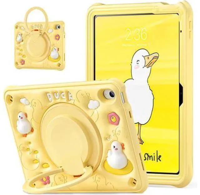 Main image of Kids Case for iPad Air 11 inch 2024 Air 5th Adorable 3D Bear Design Silicone Durable Multi-Layer Protection, 360° Rotating Hand Strap and Kickstand, Built-in Pen Slot, Safe and Fun Use