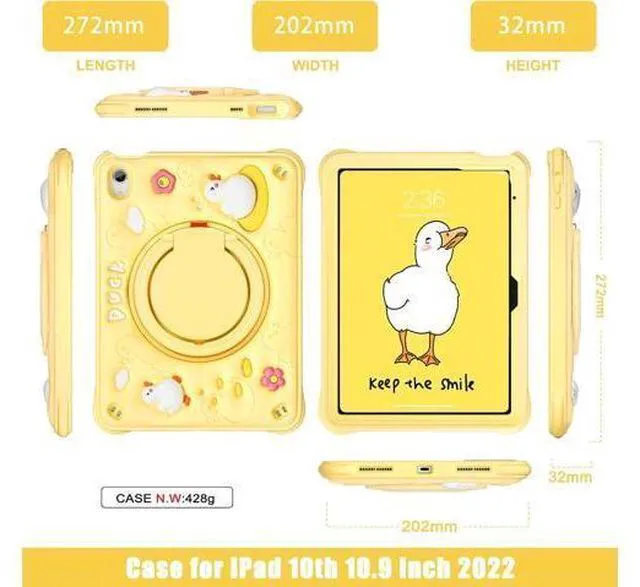 Alt view image 2 of 7 - Kids Case for iPad Air 11 inch 2024 Air 5th Adorable 3D Bear Design Silicone Durable Multi-Layer Protection, 360° Rotating Hand Strap and Kickstand, Built-in Pen Slot, Safe and Fun Use