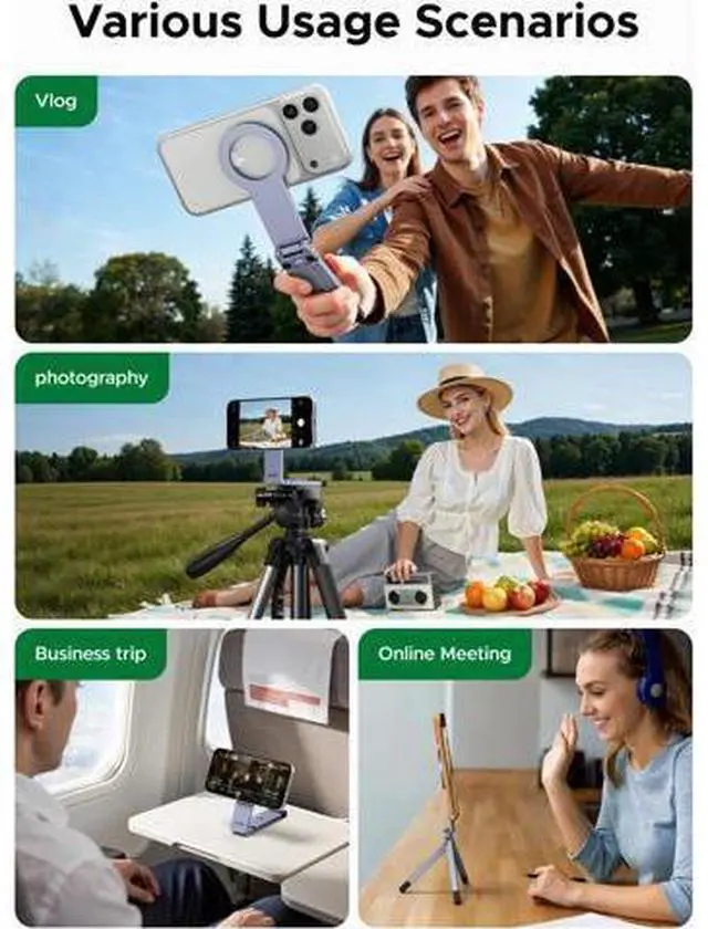 Alt view image 6 of 7 - For Magsafe Tripod 360° Rotating Adjustable Magnetic Phone Stand for 1/4'' Screw Port Compatibility with iPhone 17 16 15 14 13 12 Pro Max Air, Cell Phone StandTravel Essentials Accessories