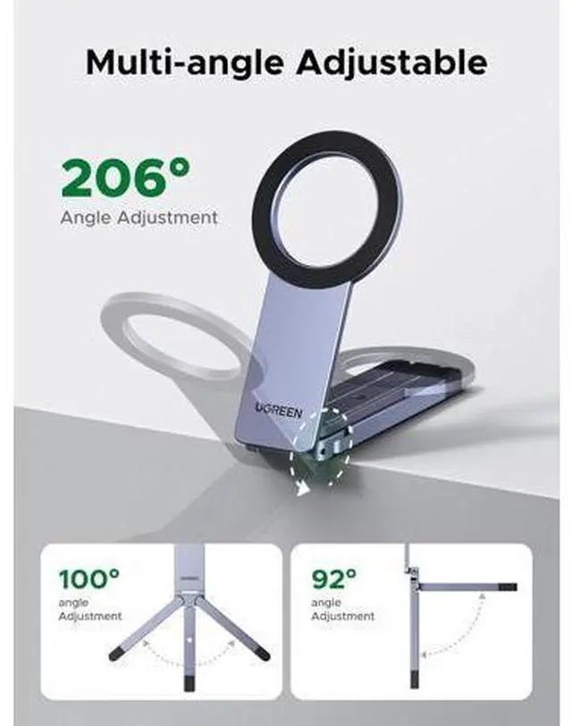 Alt view image 5 of 7 - For Magsafe Tripod 360° Rotating Adjustable Magnetic Phone Stand for 1/4'' Screw Port Compatibility with iPhone 17 16 15 14 13 12 Pro Max Air, Cell Phone StandTravel Essentials Accessories