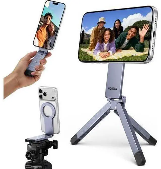 Alt view image 4 of 7 - For Magsafe Tripod 360° Rotating Adjustable Magnetic Phone Stand for 1/4'' Screw Port Compatibility with iPhone 17 16 15 14 13 12 Pro Max Air, Cell Phone StandTravel Essentials Accessories