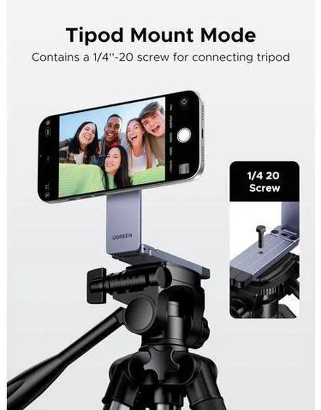 Alt view image 2 of 7 - For Magsafe Tripod 360° Rotating Adjustable Magnetic Phone Stand for 1/4'' Screw Port Compatibility with iPhone 17 16 15 14 13 12 Pro Max Air, Cell Phone StandTravel Essentials Accessories