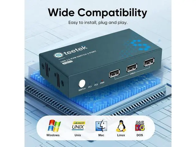 Alt view image 6 of 7 - KVM Switch 1 Monitor 2 Computers with 4K@60Hz Ultra HD Resolution, HDMI KVM Switch 3 USB 2.0 Hub, 2 Port KVM Switch Support Button Switch, 2 HDMI Cables & 2 USB Cables Included