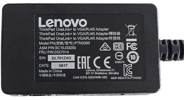 Alt view image 3 of 5 - OneLink VGA/RJ45 Ethernet Expansion Adapter Encrypted Cable for Lenovo ThinkPad Yoga 14, P40 Yoga, Yoga 260/460, X1 Yoga (1st Gen), X1 Carbon 4th Gen, 13 (2nd Gen) 4X90J31060 03X7014Y