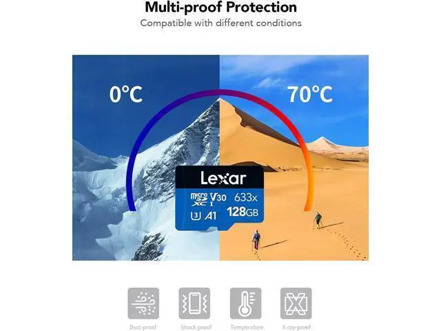 Alt view image 4 of 7 - High-Performance 633x 128GB microSDXC UHS-I Card with SD Adapter, C10, U3, V30, A1, Full-HD & 4K Video, Up To 100MB/s Read, for Smartphones, Tablets, and Action Cameras (LSDMI128BBNL633A)