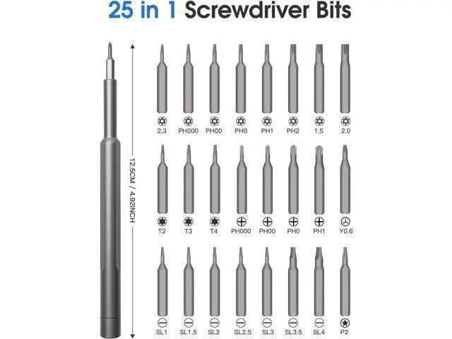 Alt view image 2 of 7 - 25IN1 Precision Screwdriver Set, Small Screwdriver with Torx Phillips Head & Flathead, Repair Tool Kit with 24 Magnetic Bits for Electronics, PC, Watch, Jewelry, DIY Projects and Home Repairing