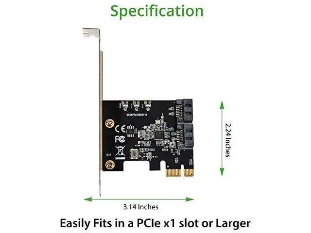 Alt view image 3 of 5 - IO CREST 2 Port SATA III PCI-e 3.0 x1 Non-RAID Controller Card Jmicro Chipset SI-PEX40148