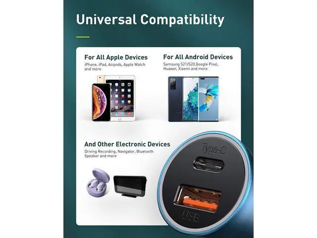 Alt view image 4 of 7 - USB C Car Charger Baseus 40W iPhone 13 Car Charger, PD&QC 3.0 Dual Port USB C Cigarette Lighter Car Charger Adapter with LED Display, Compatible with iPhone 13 Pro Max Mini 12 11 Galaxy S20 iPad-Blue