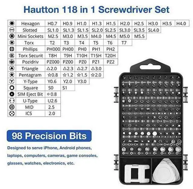 Alt view image 2 of 7 - Mini Precision Screwdriver Set, 118 in 1 Magnetic Screwdriver Bit Kit, Multi-Function Stainless Steel Professional Repair Tool Kit for Phone, Laptop, PC, Glasses, Electronics, and More -Black