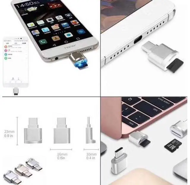 Alt view image 5 of 7 - SM 2pcs USB 2.0 Type C USB-C to Micro SD SDXC TF Card Reader Adapter for Macbook & Cell Phone