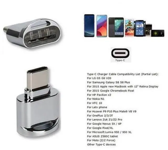 Alt view image 6 of 7 - SM 2pcs USB 2.0 Type C USB-C to Micro SD SDXC TF Card Reader Adapter for Macbook & Cell Phone