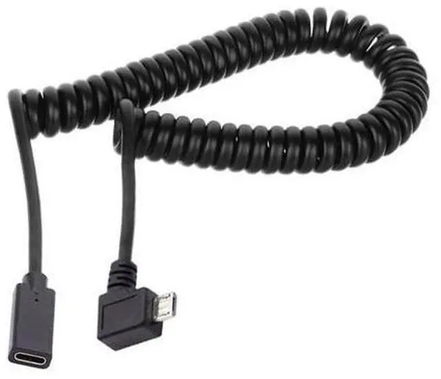 Alt view image 2 of 7 - HKCY Stretch Coiled USB-C Keyboard Mouse Cable for Gaming Keyboard Micro USB Male to Type-C Female Extension Cable Power & Data