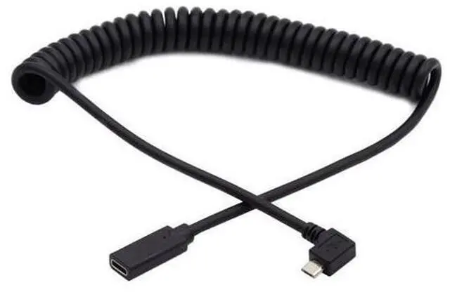 Alt view image 3 of 7 - HKCY Stretch Coiled USB-C Keyboard Mouse Cable for Gaming Keyboard Micro USB Male to Type-C Female Extension Cable Power & Data
