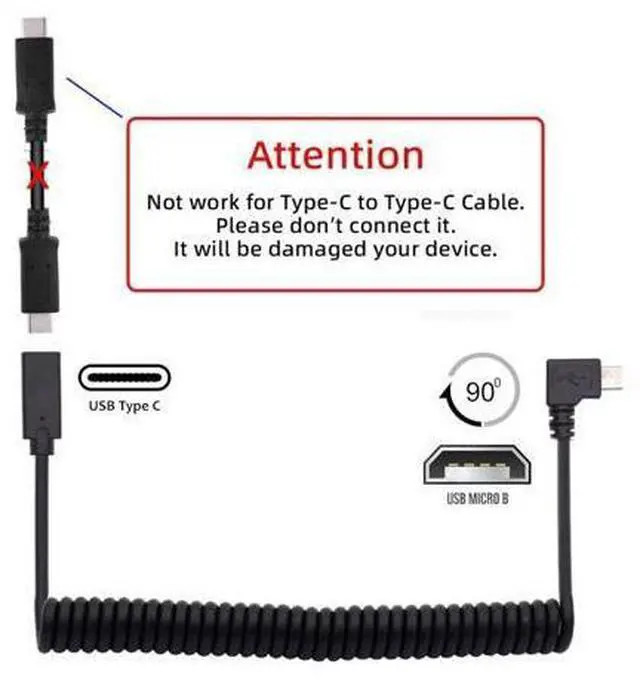 Alt view image 4 of 7 - HKCY Stretch Coiled USB-C Keyboard Mouse Cable for Gaming Keyboard Micro USB Male to Type-C Female Extension Cable Power & Data