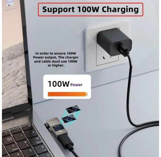 Alt view image 6 of 7 - Type-C USB-C Input to DC 4.0x1.7mm Jack Smart LED Display 100W Output Power 20V 5A PD Charge 65W Adapter for Laptop