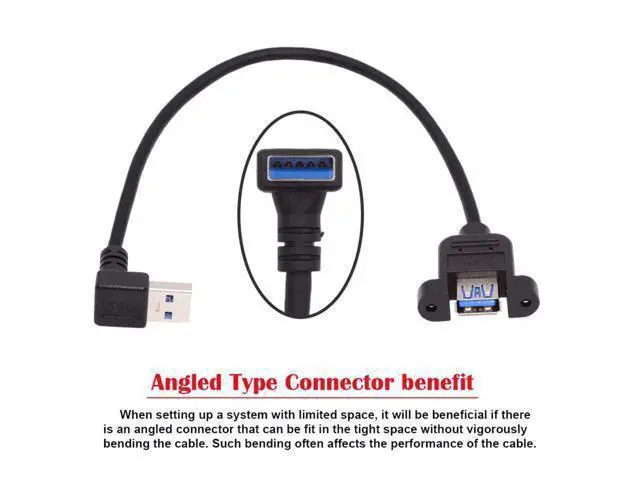 Alt view image 7 of 7 - Cable Down Angled USB 3.0 Male to Female Type-A Panel Type Header Cable 90 Degree Connector 30cm