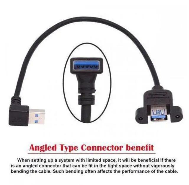Alt view image 7 of 7 - Cable Up Angled USB 3.0 Male to Female Type-A Panel Type Header Cable 90 Degree Connector 30cm