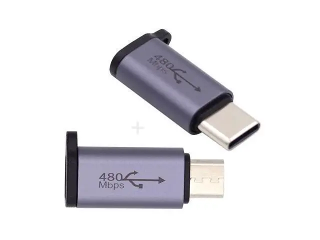 Alt view image 2 of 7 - HKCY 2pcs/lot USB2.0 8P Female to Micro USB Type-C USB-C Male Power Adapter 480Mbps Data with Chain Holes