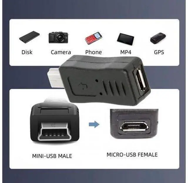 Alt view image 7 of 7 - 2pcs/lot Mini USB2.0 Male to Micro Female and Micro USB Male to Mini-USB Female Extension Connector Adapter