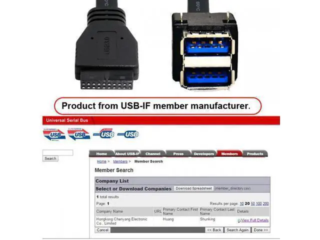 Alt view image 4 of 7 - Cable Stackable Dual Port USB 3.0 Female Type-A DIP Type to Motherboard 20Pin 19Pin Header Cable with Fixed Feet 50cm