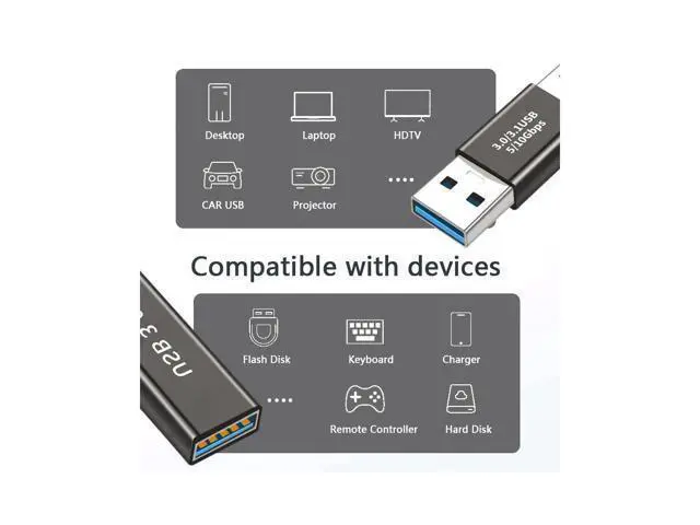 Alt view image 4 of 7 - Cable 4pcs/lot USB 3.1 Type-A Male Female to USB-C Female Power Data 10Gbps Adapter for Laptop Phone