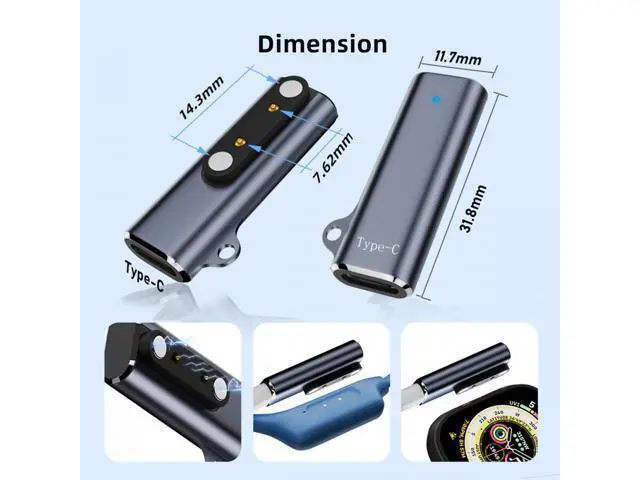 Alt view image 4 of 7 - 2pcs/lot Magnetic Smart Watch Charging Adapter USB Type-C to Pitch 7.62mm with 2-Pin 4-Pin Compatible with Bone Conduction Headphone