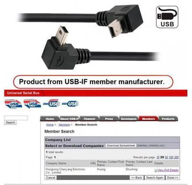 Alt view image 6 of 7 - Cable 2pcs/lot Down & Up Angled Mini USB B Type 5pin Male 90 Degree to USB 2.0 Male Power Data Cable 50cm