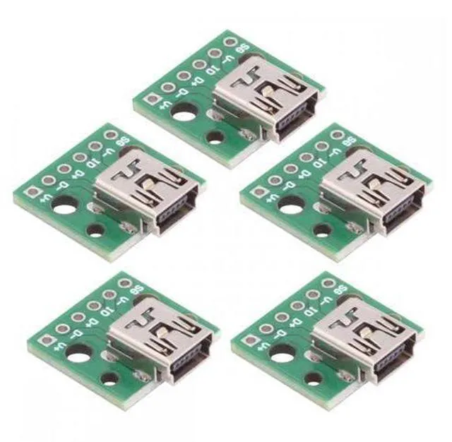Main image of Cable 5pcs/set DIY OEM USB2.0 Mini-B Female Receptacle Socket Connector Horizontal with PCB Mounting Assembly Solder Type 480Mbps