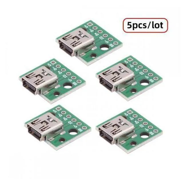 Alt view image 3 of 7 - Cable 5pcs/set DIY OEM USB2.0 Mini-B Female Receptacle Socket Connector Horizontal with PCB Mounting Assembly Solder Type 480Mbps