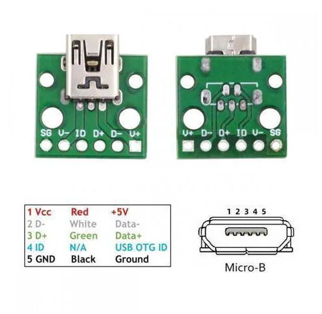 Alt view image 4 of 7 - Cable 5pcs/set DIY OEM USB2.0 Mini-B Female Receptacle Socket Connector Horizontal with PCB Mounting Assembly Solder Type 480Mbps