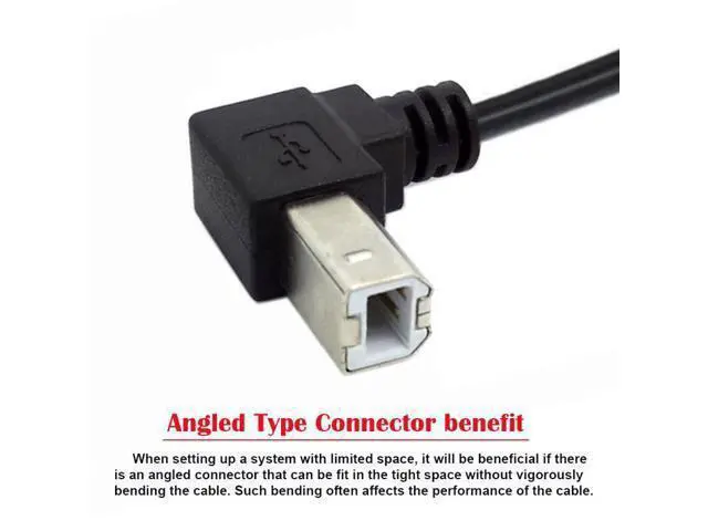 Alt view image 4 of 7 - HKCY USB 2.0 B Type Male to Female Extension Cable Down Angled 90 Degree 20cm for Printer Scanner Disk