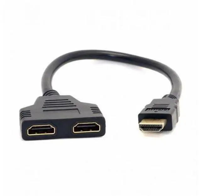 Main image of One HDMI Male to Dual HDMI Female Y Splitter Switch Extension Adapter Cable for FOR PC HDTV Laptop 1080P