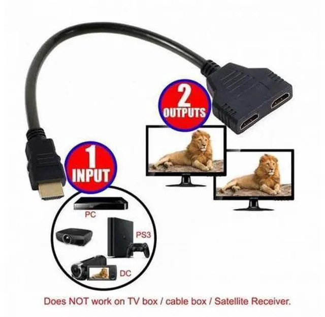 Alt view image 5 of 7 - One HDMI Male to Dual HDMI Female Y Splitter Switch Extension Adapter Cable for FOR PC HDTV Laptop 1080P